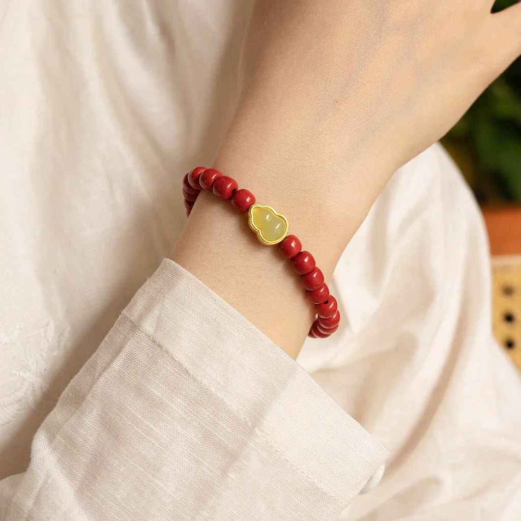 天然硃砂和玉珠手鍊