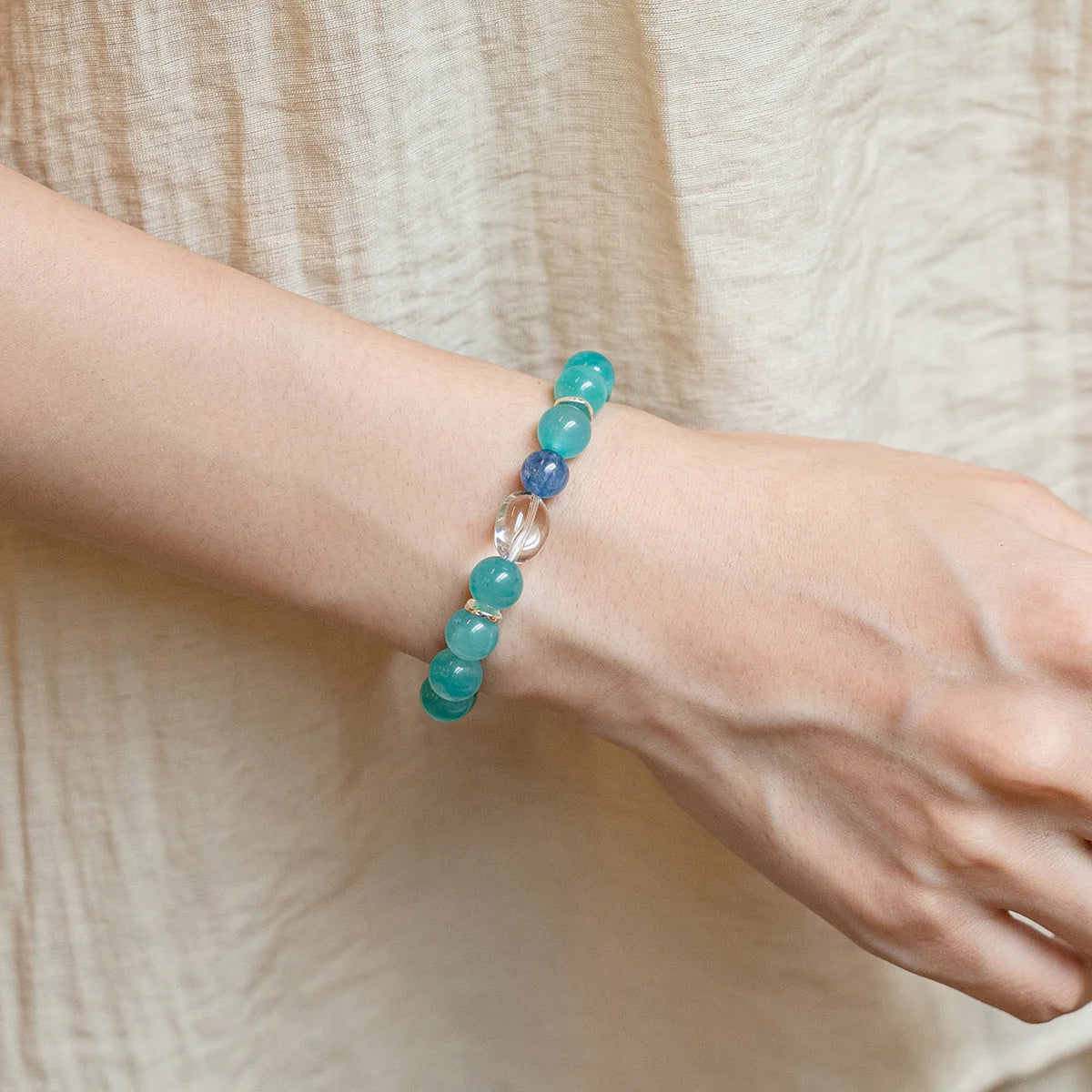 亞馬遜石和藍晶石能量手鍊