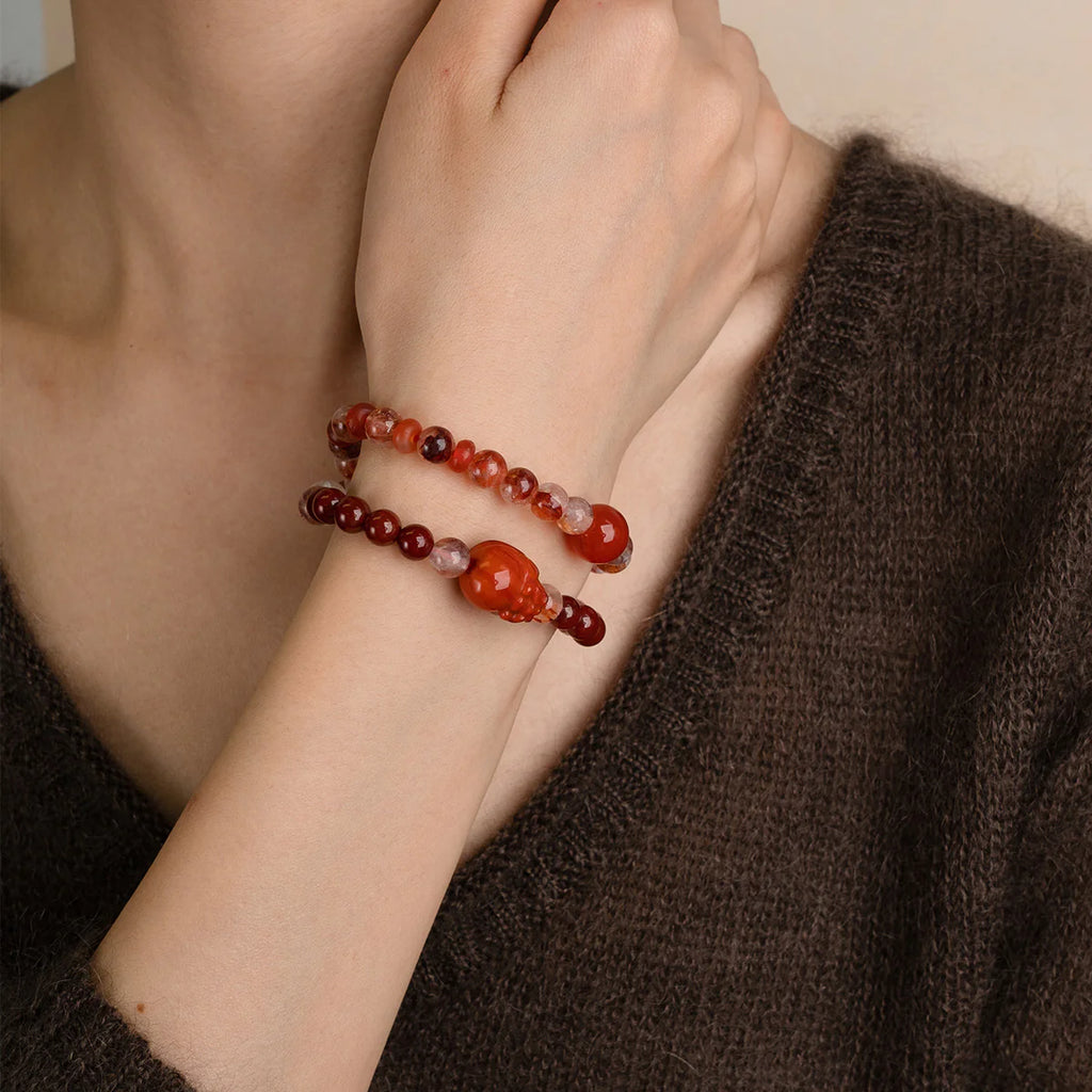 瑪瑙貔貅守護氣水晶手鍊