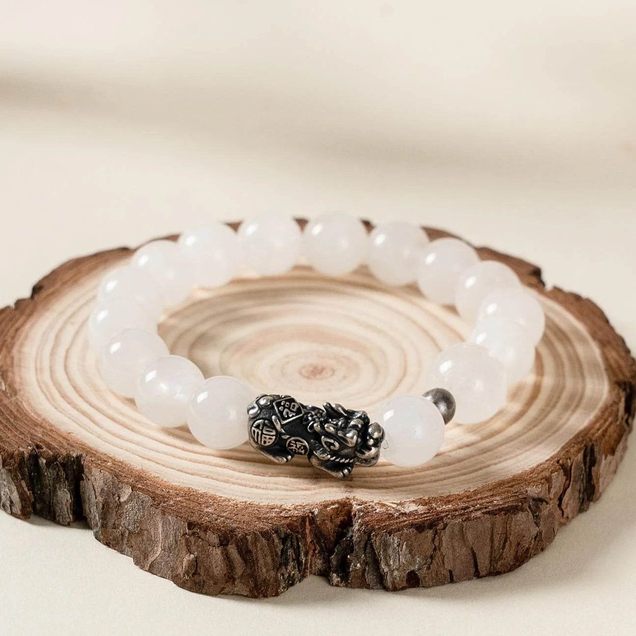 白色石英貔貅手鍊