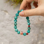 天然亞馬遜石和硃砂串珠手鍊