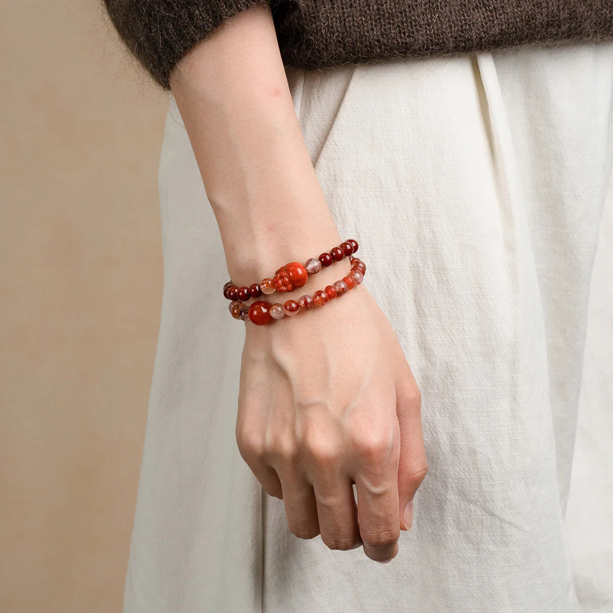 瑪瑙貔貅守護氣水晶手鍊