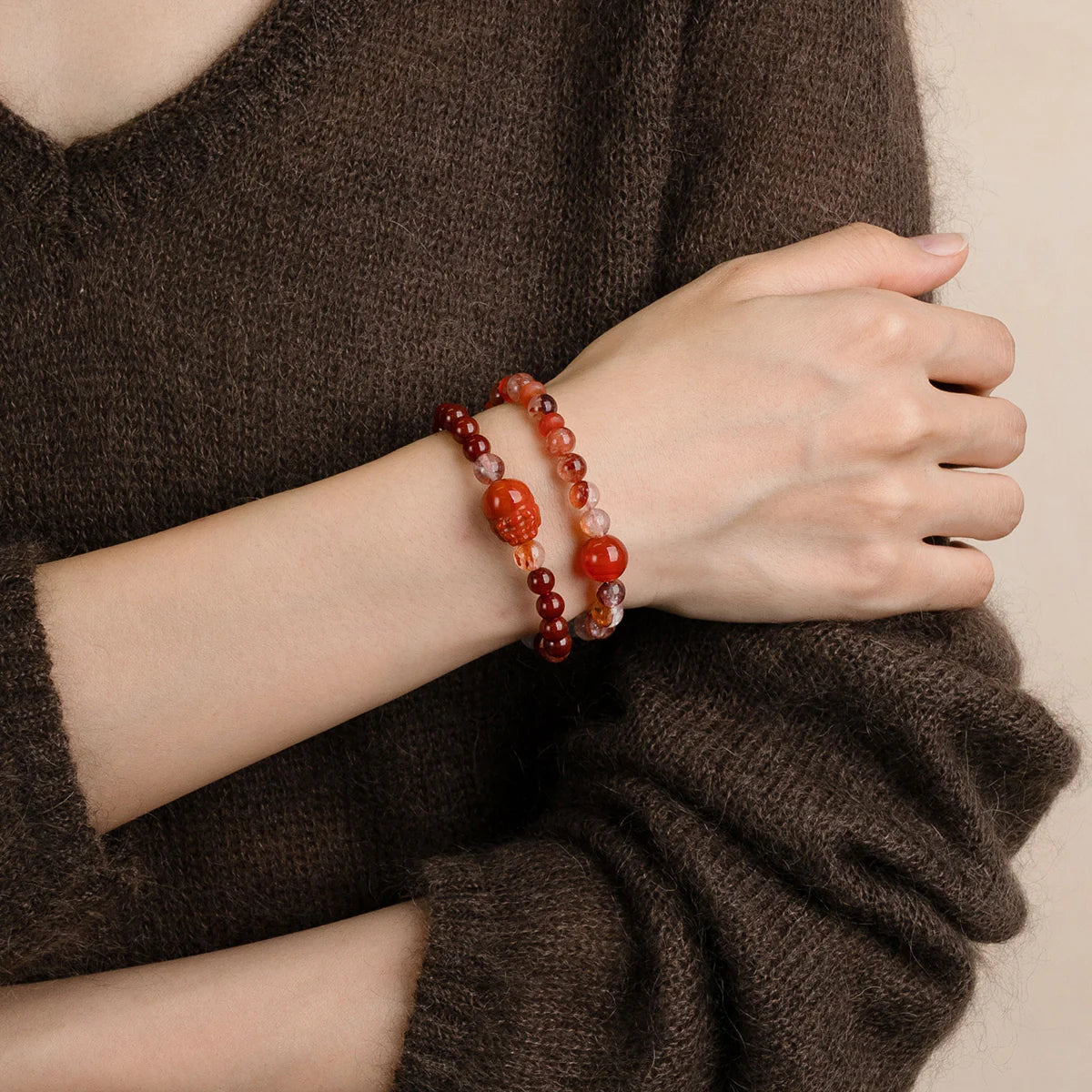 瑪瑙貔貅守護氣水晶手鍊
