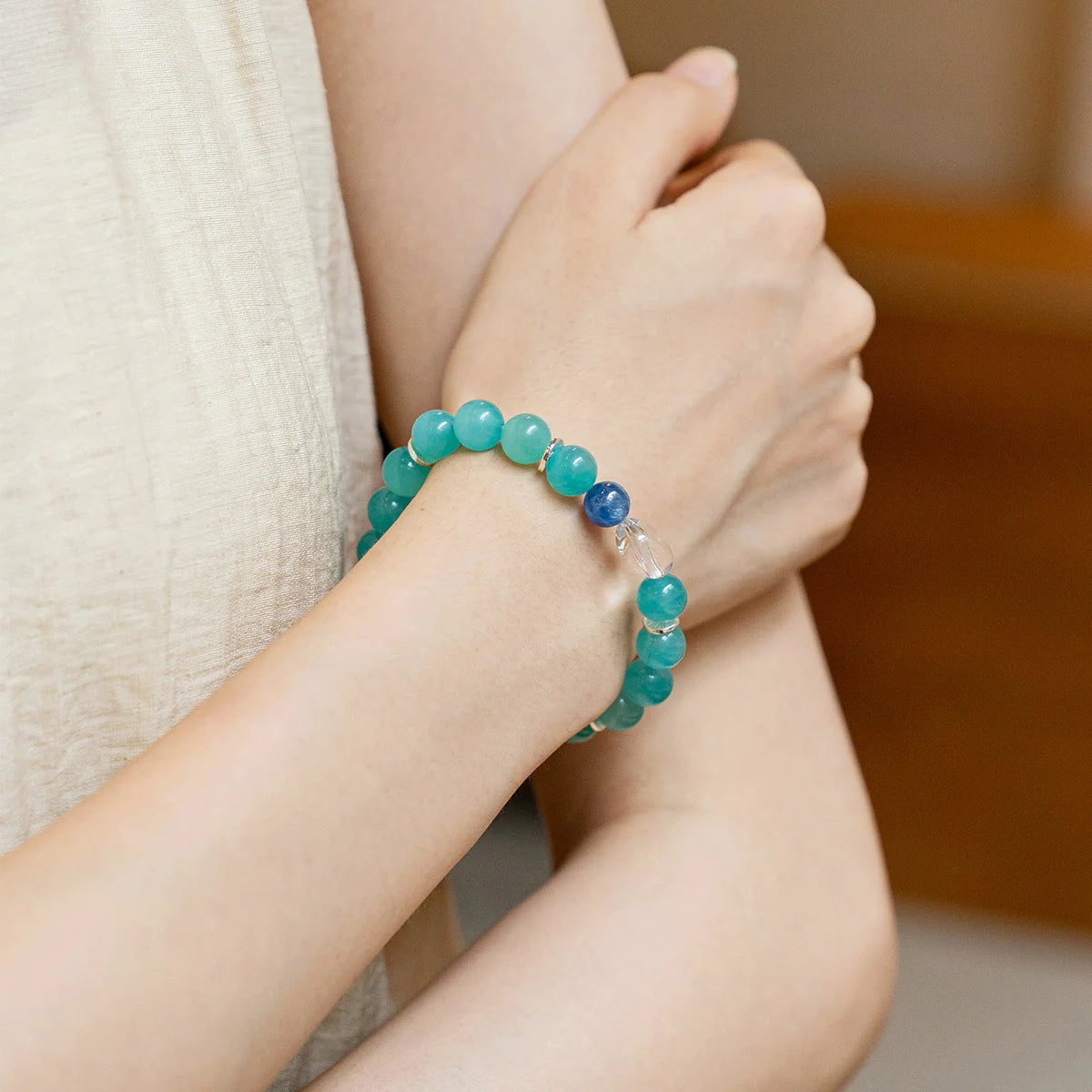 亞馬遜石和藍晶石能量手鍊