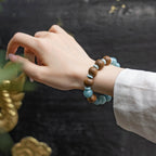 海藍寶與椰木和諧手鍊