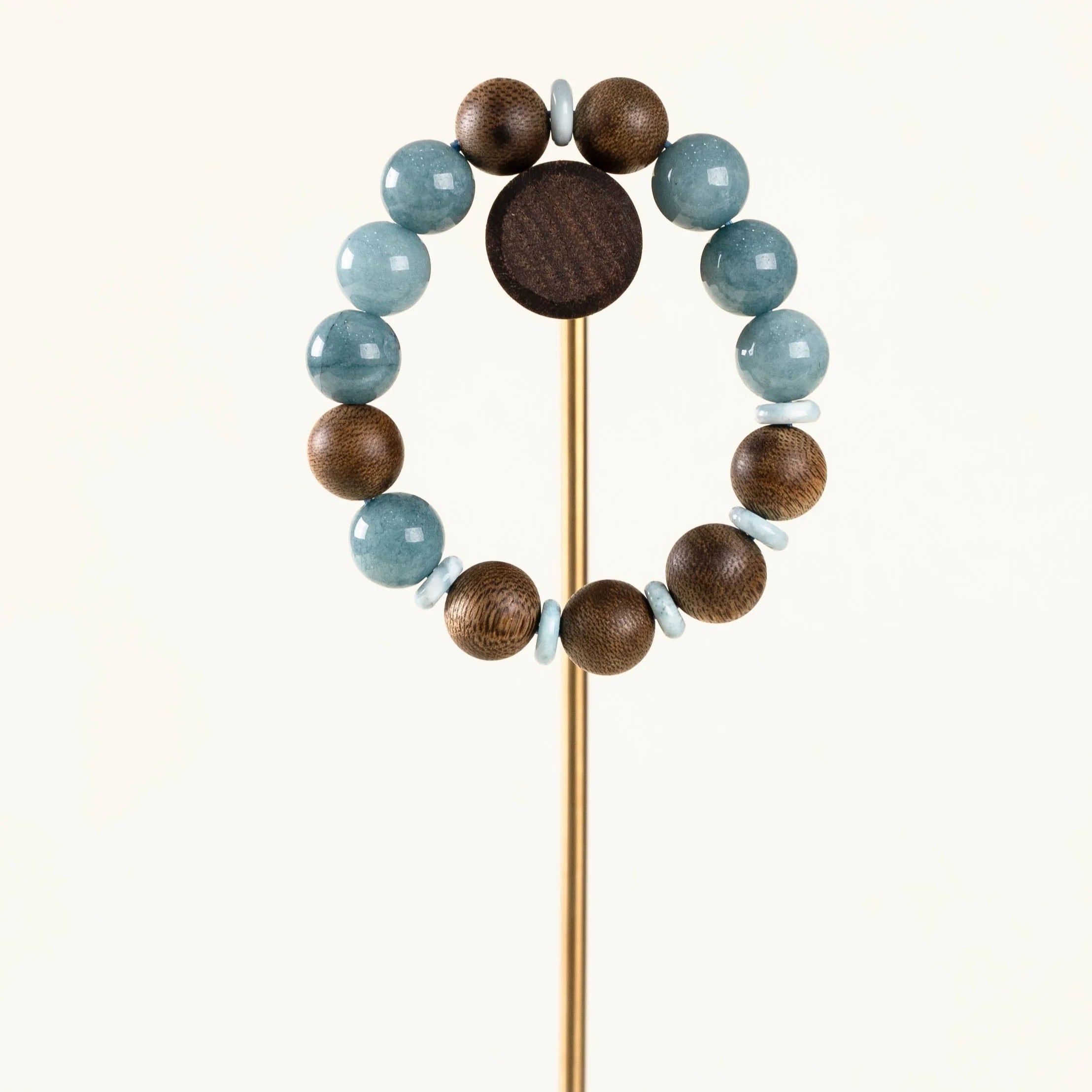 海藍寶與椰木和諧手鍊