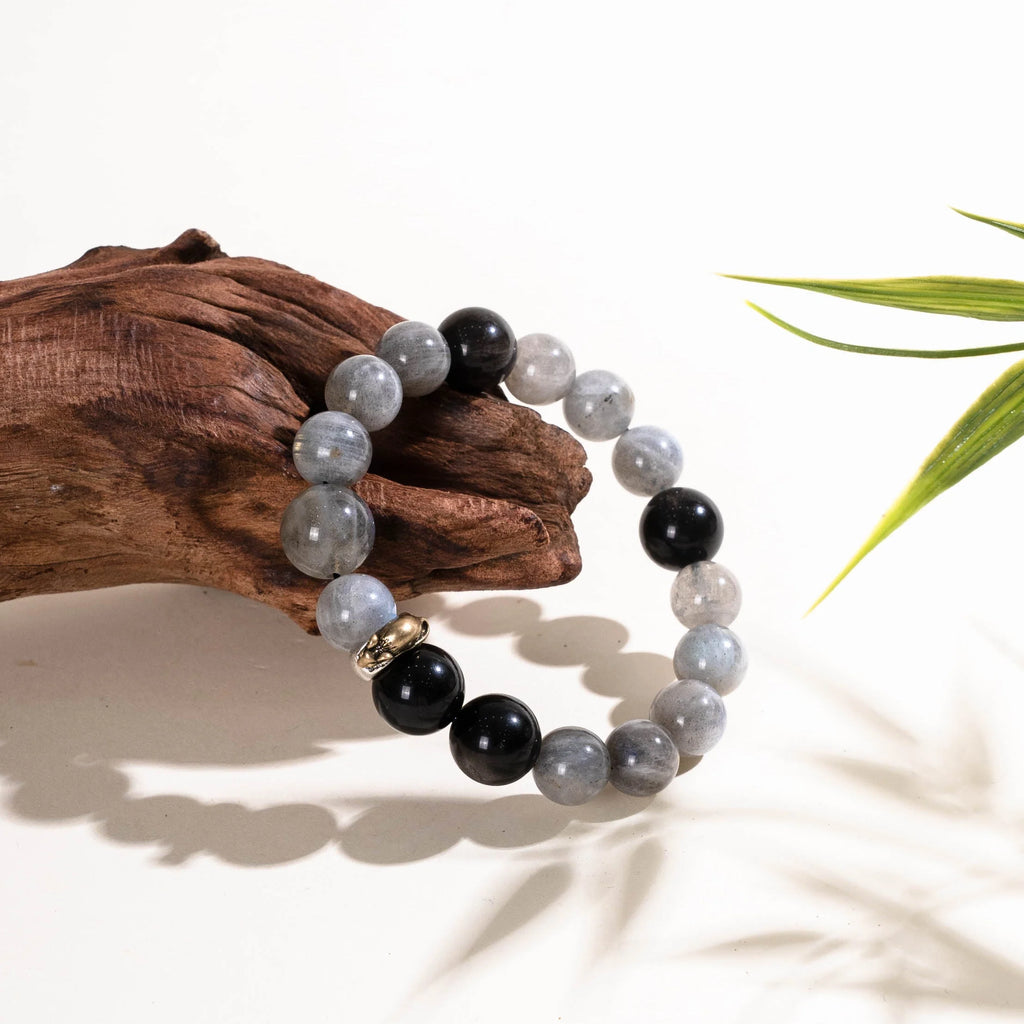 鼠年生肖守護手鍊 – 海藍寶石與黑曜石水之守護者
