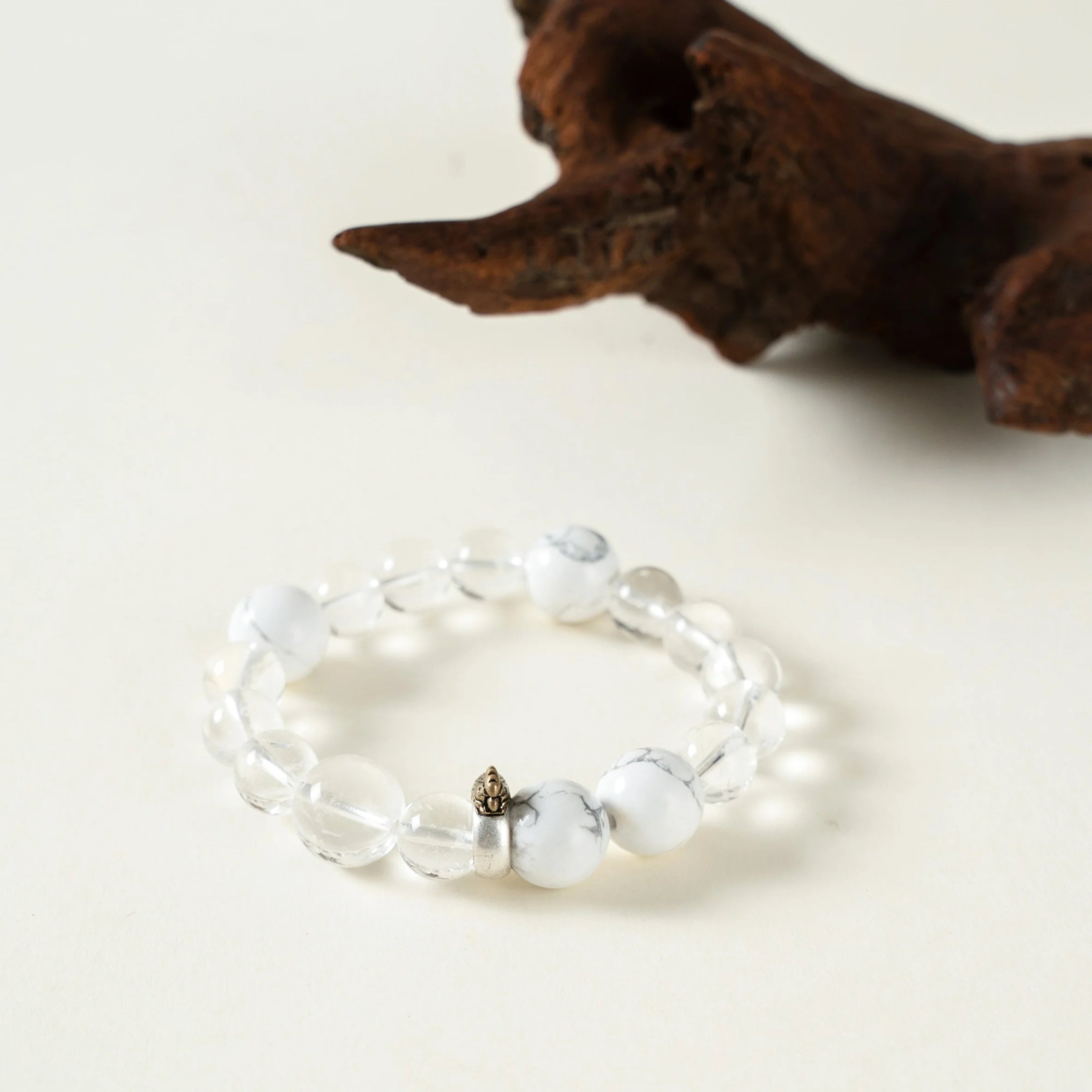 生肖雞命理手鍊 – 石英和白紋石