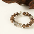 兔生肖守護手鍊 – 花園石英與木材，寓意心靈清晰