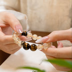 牛座星座守護手鍊 – 虎眼石和金紅石石英，具有接地氣的功效