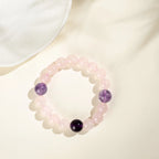 馬達加斯加玫瑰石英、薰衣草與深紫水晶手鍊