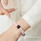 馬達加斯加玫瑰石英、薰衣草與深紫水晶手鍊