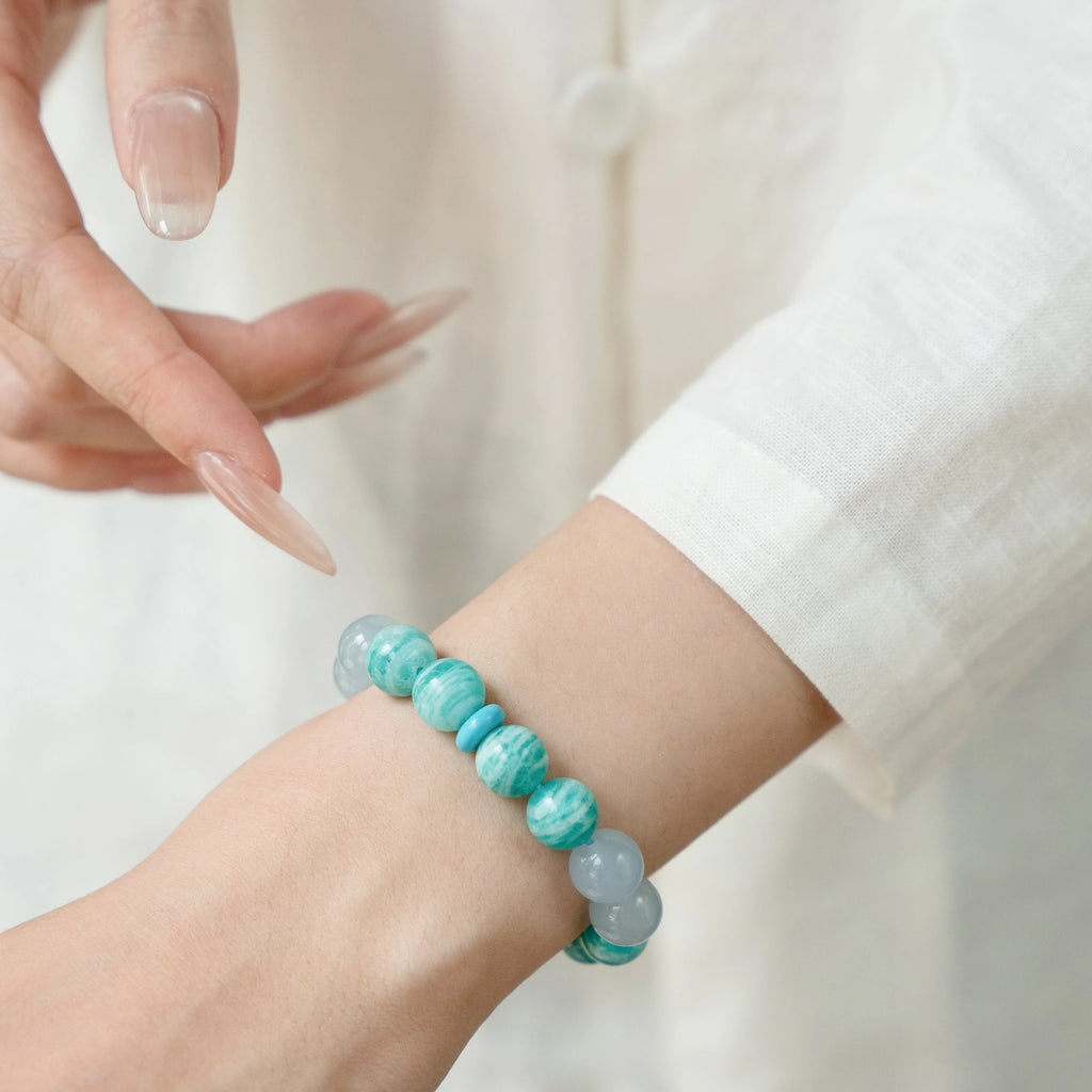 亞馬遜石藍玉髓水晶手鍊