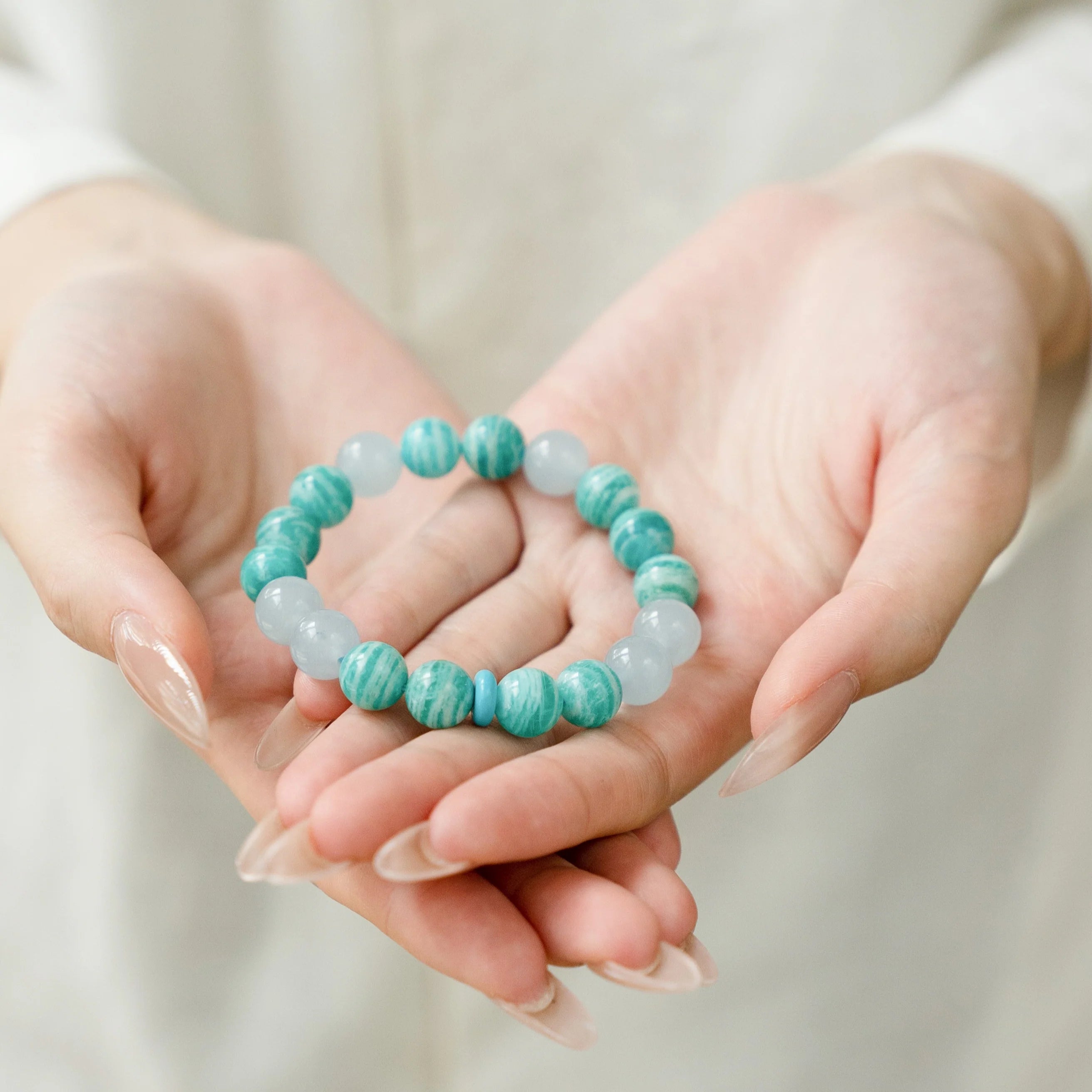 亞馬遜石藍玉髓水晶手鍊