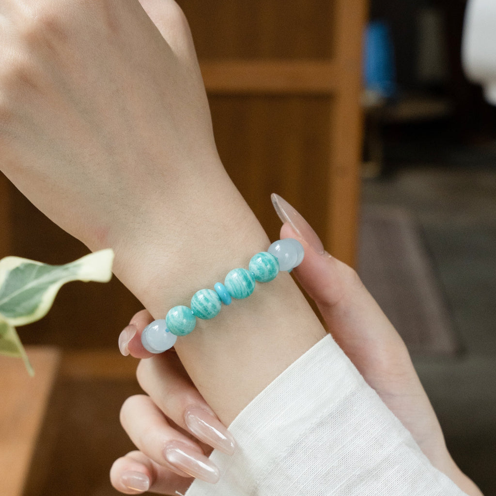 亞馬遜石藍玉髓水晶手鍊