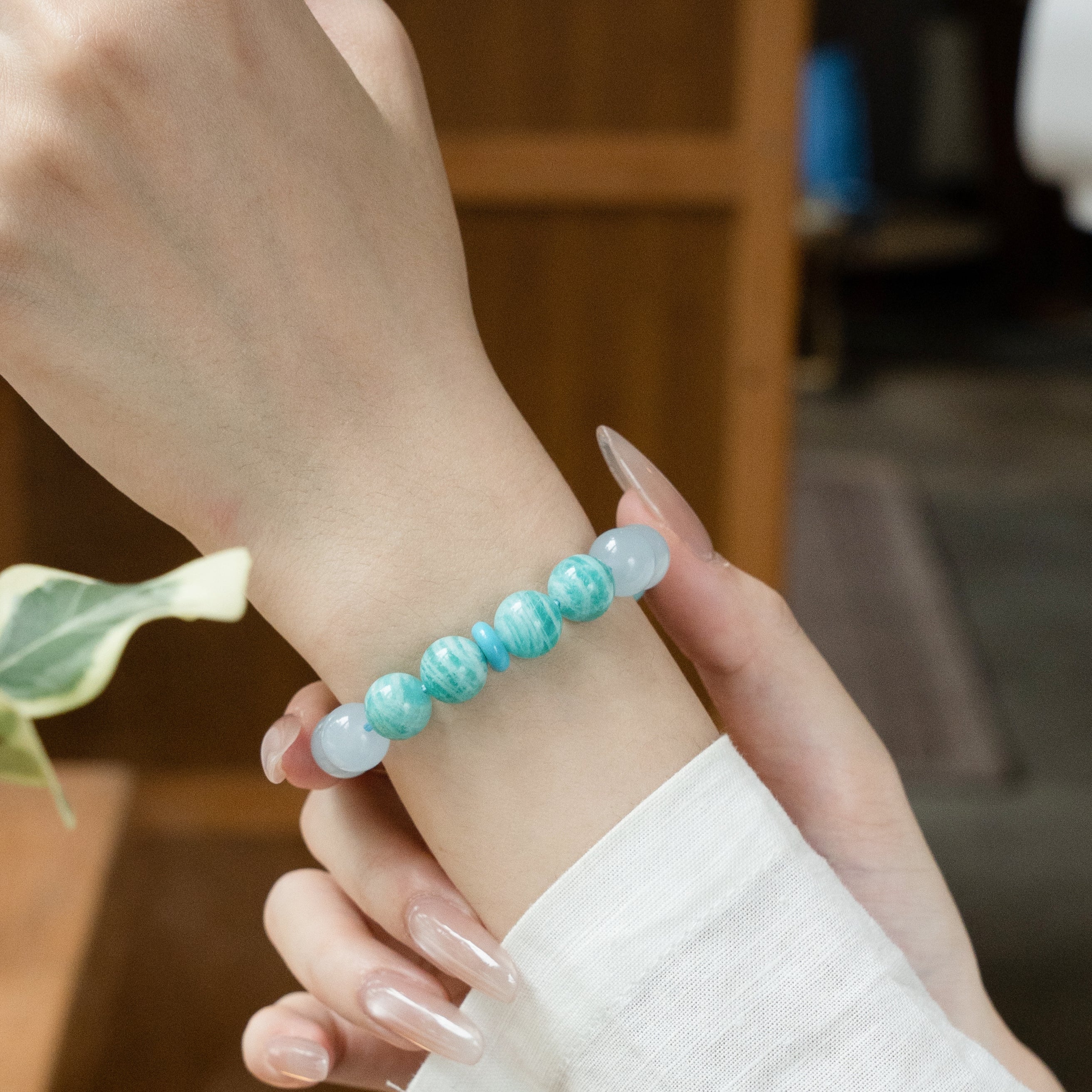 亞馬遜石藍玉髓水晶手鍊