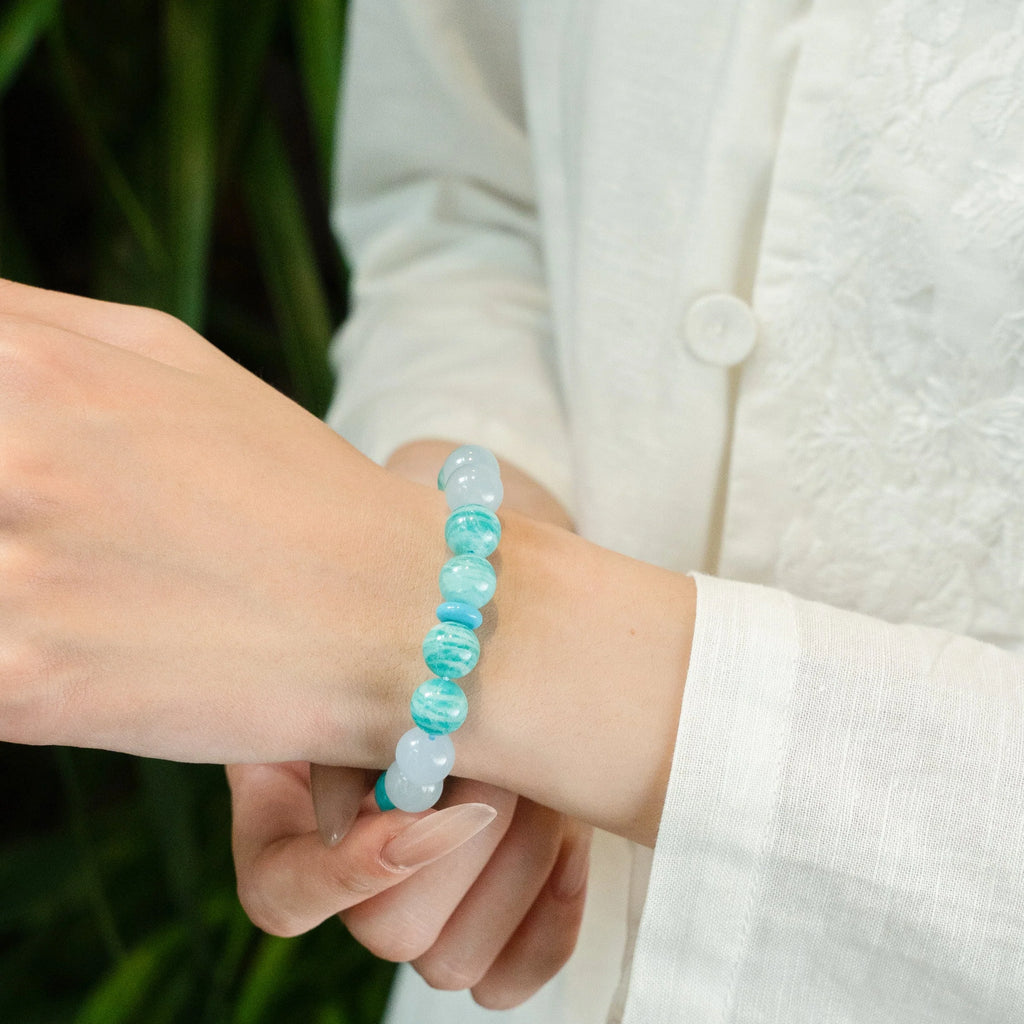 亞馬遜石藍玉髓水晶手鍊