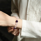 馬達加斯加玫瑰石英、薰衣草與深紫水晶手鍊