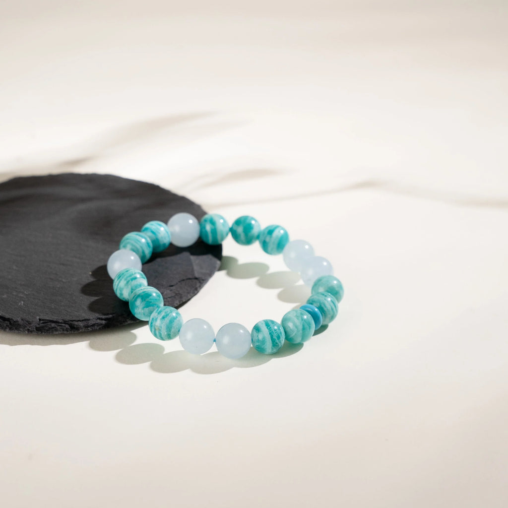 亞馬遜石藍玉髓水晶手鍊
