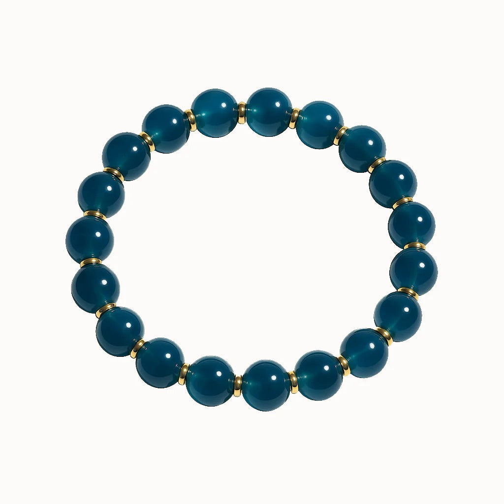 藍色玉髓心形流水手鏈